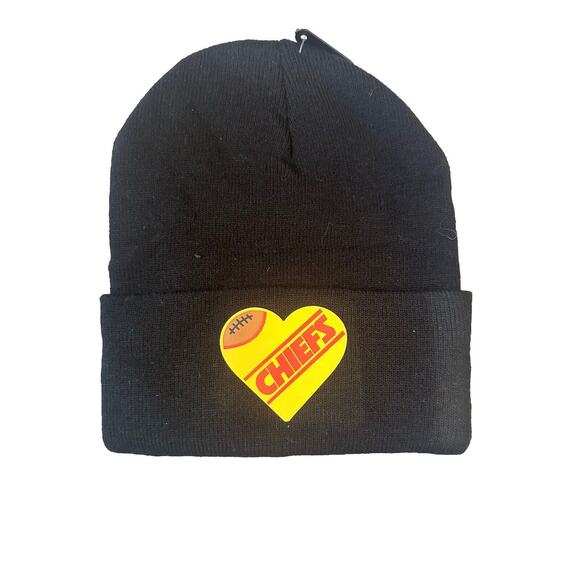 Kansas City Chiefs CUFFED black LINED winter hat cap beanie - Picture 2 of 4